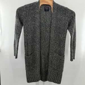 Abercrombie & Fitch Cardigan Open Front Knit Pockets Gray Sweater Small comfy
